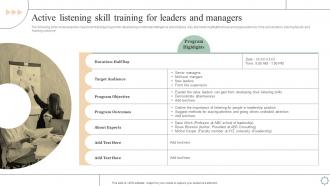 Active Listening Skill Training For Leaders Leadership And Management Development