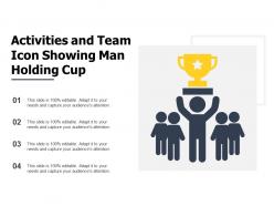 Activities and team icon showing man holding cup