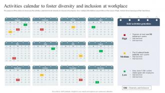 Activities Calendar To Foster Diversity And Diversity Equity And Inclusion Enhancement