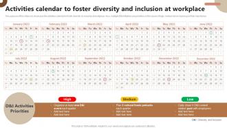 Activities Calendar To Foster Diversity And Inclusion At Strategic Plan To Foster Diversity And Inclusion