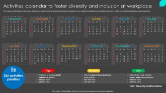 Activities Calendar To Foster Diversity And Inclusion Inclusion Program To Enrich Workplace