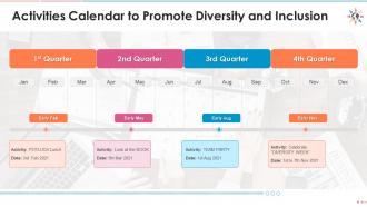 Activities calendar to promote diversity and inclusion edu ppt