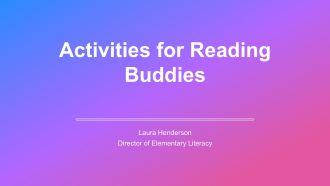 Activities For Reading Buddies PPT Guidelines VA