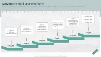 Activities To Build Your Credibility Creating A Compelling Personal Brand From Scratch