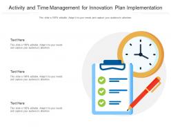 Activity and time management for innovation plan implementation infographic template