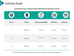 Activity Goals Checklist Calendar Ppt Powerpoint Presentation Outline Files