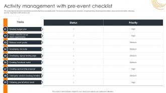 Activity Management With Pre Event Checklist Impact Of Successful Product Launch Event