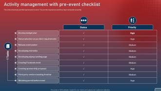 Activity Management With Pre Event Plan For Smart Phone Launch Event