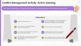 Activity On Active Listening In Conflict Management Training Ppt