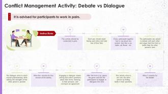 Activity On Debate Vs Dialogue Conflict Management Training Ppt