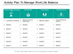 Activity plan to manage work life balance