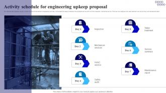 Activity Schedule For Engineering Upkeep Proposal Ppt Powerpoint Mockup