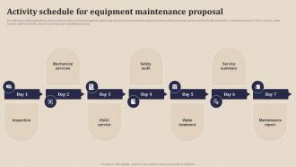 Activity Schedule For Equipment Maintenance Proposal Ppt Slides Backgrounds