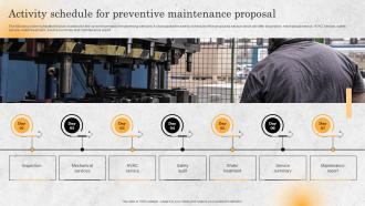 Activity Schedule For Preventive Maintenance Proposal Ppt Icon Example Introduction