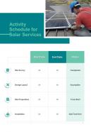 Activity Schedule For Solar Services Solar Proposal Template One Pager Sample Example Document