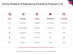 Activity Schedule Of Engineering Consulting Proposal Ppt Powerpoint Presentation Outline