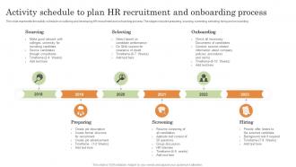 Activity Schedule To Plan HR Recruitment And Onboarding Process