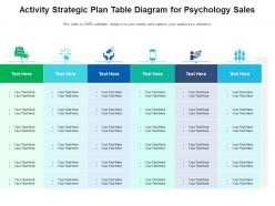 Activity strategic plan table diagram for psychology sales infographic template