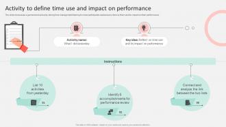 Activity To Define Time Use And Impact On Optimizing Operational Efficiency By Time DTE SS