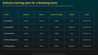 Activity Training Plan For E Banking Team E Banking Management And Services