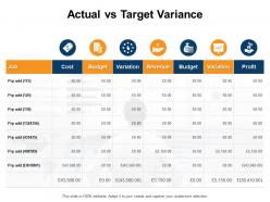 Actual vs target variance budget cost e230 ppt powerpoint presentation slides pictures