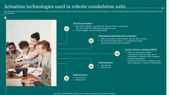 Actuation Technologies Used In Robotic Exoskeleton Suits Exoskeleton IT Ppt Slides