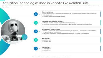 Actuation Technologies Used In Robotic Exoskeleton Suits Robotic Exoskeletons IT Ppt Graphics