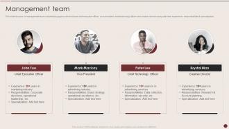 Ad Agency Company Profile Management Team Ppt Slides Design Templates