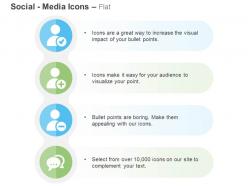 Add delete right selction social communication ppt icons graphics