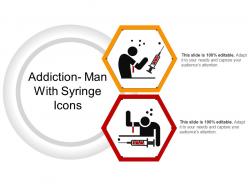 Addiction man with syringe icons