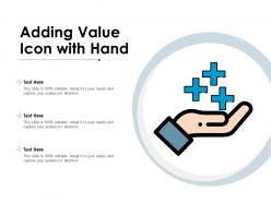 Adding value icon with hand