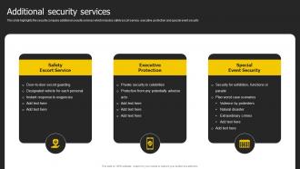 Additional Security Services Security Services Business Profile Ppt Guidelines
