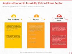 Address economic instability risk in fitness sector loss ppt powerpoint presentation styles images