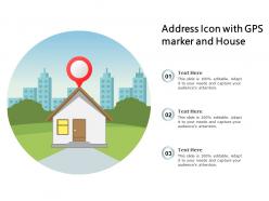Address icon with gps market and house
