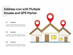 Address icon with multiple houses and gps market