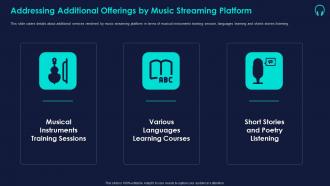Addressing additional offerings by music streaming platform details about key music streaming platform