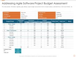 Addressing agile software project software costs estimation agile project management it