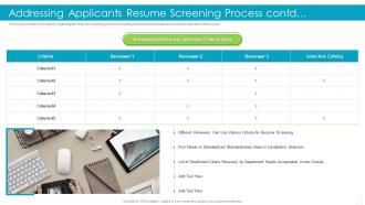 Addressing Applicants Resume Screening Process Contd Effective Recruitment And Selection