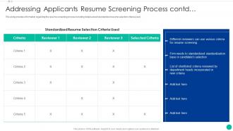Addressing Applicants Resume Screening Process Contd Enhancing New Recruit Enrollment