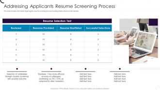 Addressing Applicants Resume Screening Process Employee Hiring Plan At Workplace