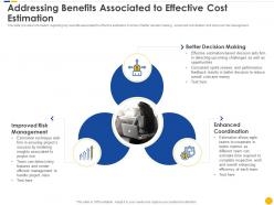 Addressing benefits associated to effective cost estimation software project cost estimation it