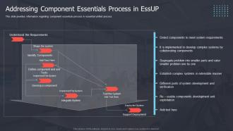 Addressing Component Essentials Process In EssUP Critical Elements Of Essential Unified Process
