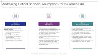 Addressing Critical Financial Assumptions For Insurance Business Strategic Planning