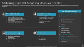 Addressing Critical It Budgeting Measures Checklist It Cost Optimization Priorities By Cios