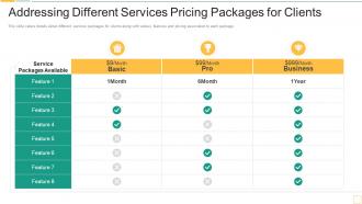 Addressing Different Services Pricing Packages Service Promotion Pitch Deck