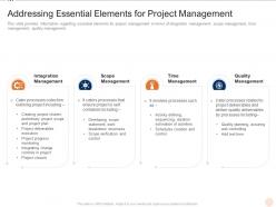 Addressing essential elements for project management various pmp elements it projects