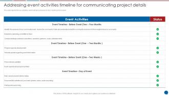 Addressing Event Activities Timeline For Communicating Project Stakeholder Communication Plan