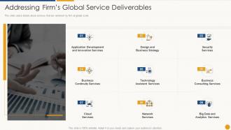 Addressing firms global service deliverables services promotion sales deck