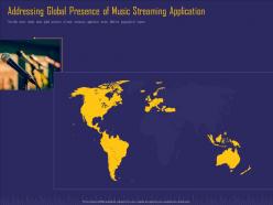 Addressing global presence of music streaming application online music service platform investor funding elevator