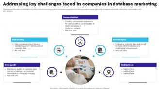 Addressing Key Challenges Faced By Companies In Database Essential Guide To Database Marketing MKT SS V
